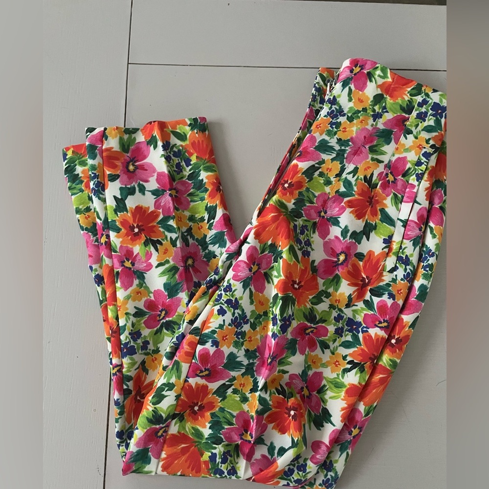 Zara straight floral pants high waisted small